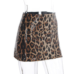 Leopard Sequin Skirt