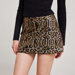 Leopard Sequin Skirt