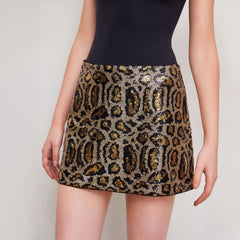 Leopard Sequin Skirt